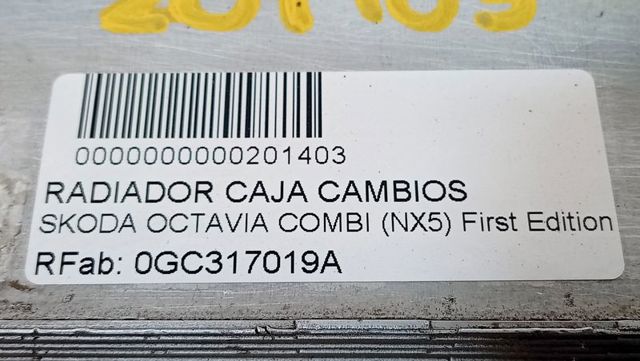 Radiador de esfriamento, Caixa Automática de Mudança 0GC317019A VAG