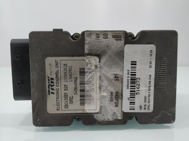 Unidade hidráulico de controlo ABS 13663901 OPEL