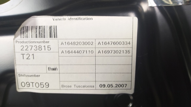 Alto-falante da porta traseira 1648203002 MERCEDES