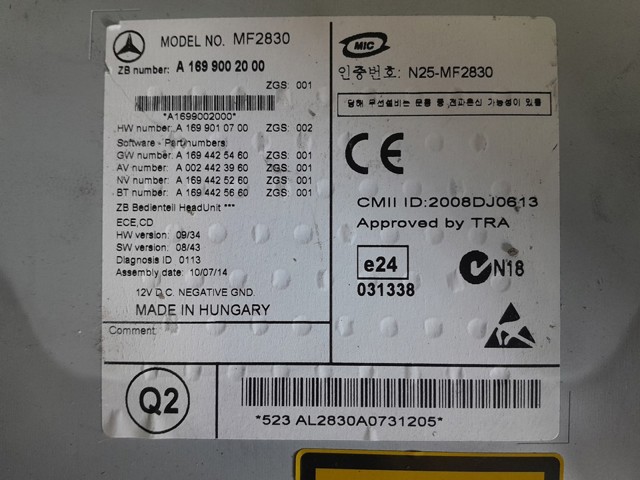 Aparelhagem de som (rádio AM/FM) 1699002000 MERCEDES