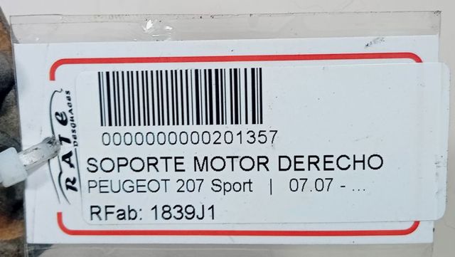 Coxim (suporte) direito superior de motor 1839J1 PEUGEOT