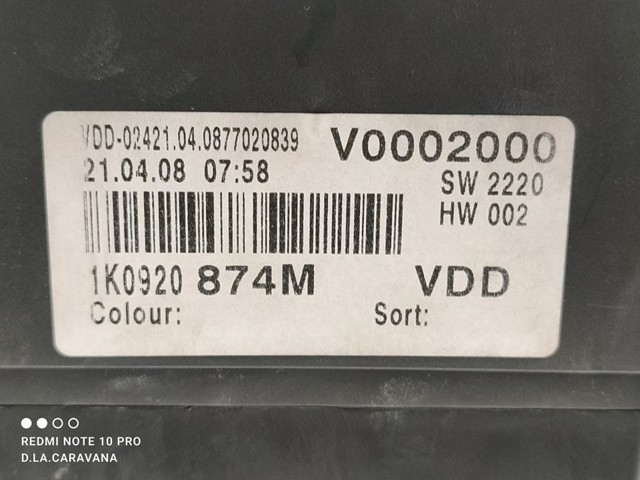 Painel de instrumentos (quadro de instrumentos) 1K0920874M VAG