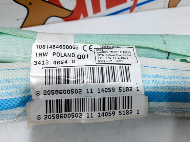 Cinto de segurança (AIRBAG) de estore lateral direito 2058600502 MERCEDES