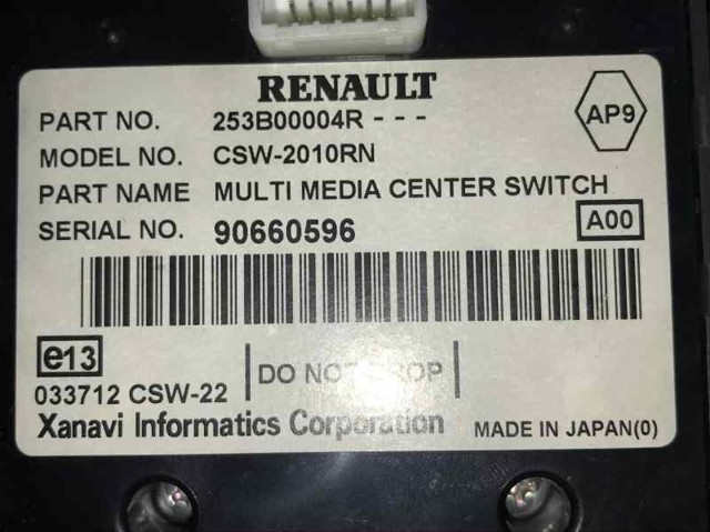 Joystick multifuncional de controlo 253B00004R RENAULT