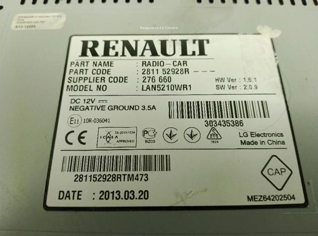 Mostrador multifuncional 281152928R RENAULT