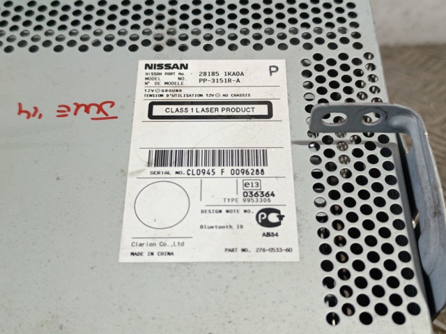 Aparelhagem de som (rádio AM/FM) para Nissan JUKE F15