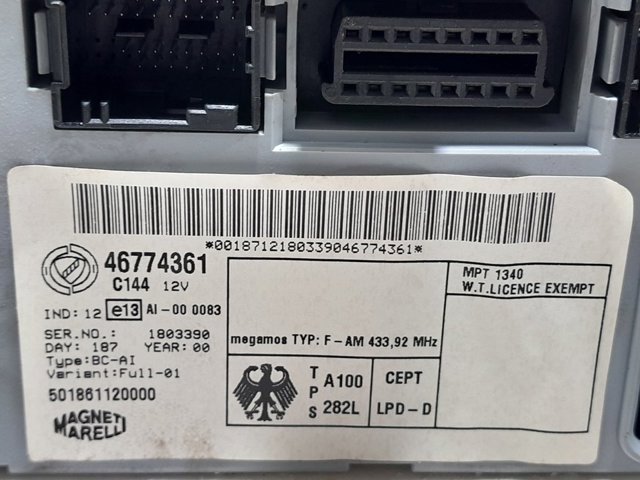 Módulo de direção (Centralina eletrônica) de imobilizador 46774361 FIAT