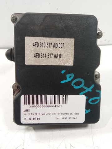 Unidade hidráulico de controlo ABS 4F0910517AD VAG