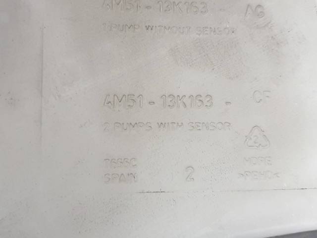 Tanque de fluido para lavador de vidro 4M5113K163 FORD