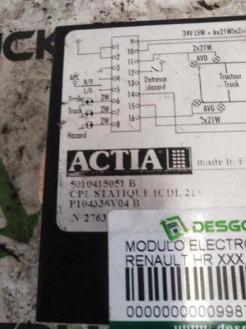 Módulo de direção (Centralina eletrônica) das luzes 5010415051 RENAULT