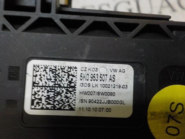Comutador esquerdo instalado na coluna da direção 5K0953513L9B9 VAG