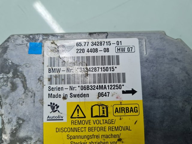 Módulo processador de controlo da bolsa de ar (Centralina eletrônica AIRBAG) 65773428715 BMW