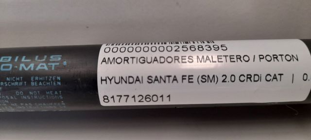 Amortecedor de tampa de porta-malas (de 3ª/5ª porta traseira) 8177126011 HYUNDAI