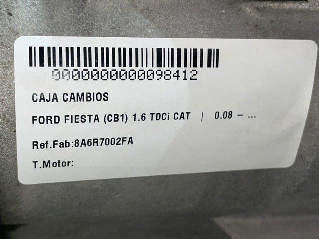 Caixa de Mudança montada (caixa mecânica de velocidades) 8A6R7002FA FORD