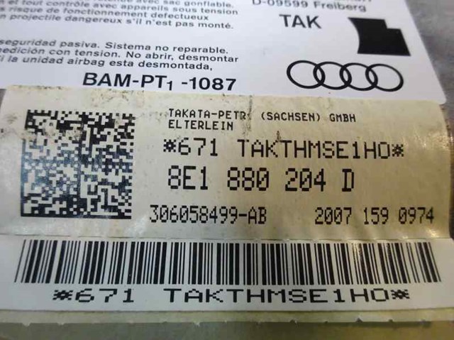 Cinto de segurança (AIRBAG) de passageiro 8E1880204D VAG
