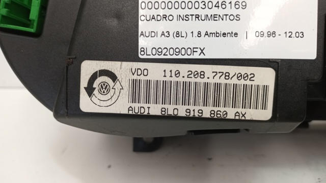 Painel de instrumentos (quadro de instrumentos) 8L0919860AX VAG