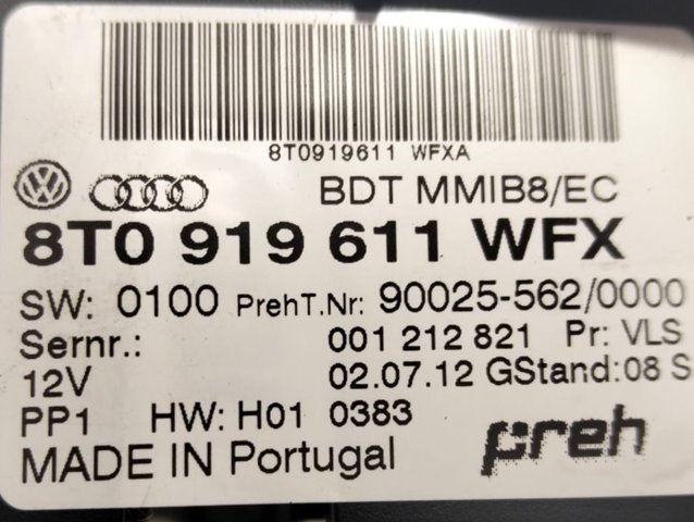 Controle remoto do rádio 8T0919611WFX VAG