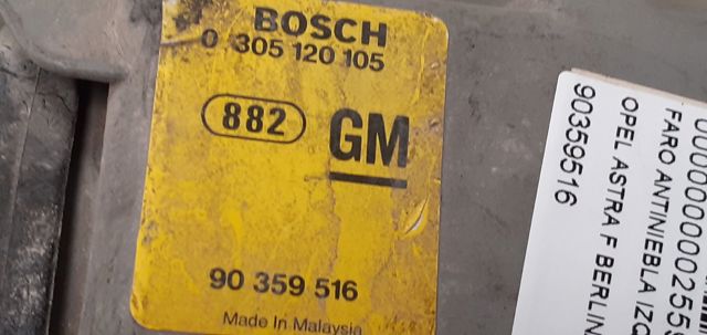 Luzes de nevoeiro direitas 90359516 OPEL