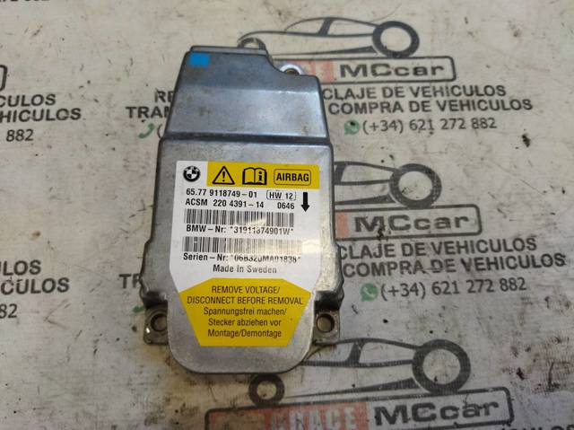 Módulo processador de controlo da bolsa de ar (Centralina eletrônica AIRBAG) 9118749 BMW