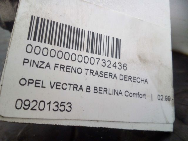 Suporte do freio traseiro direito 9201353 OPEL