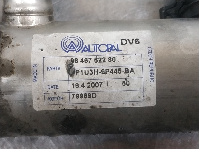 Radiador do sistema EGR de recirculação dos gases de escape 9646762280 PEUGEOT