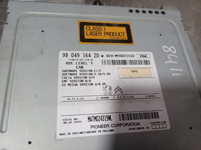 Aparelhagem de som (rádio AM/FM) para Citroen C-Elysee 