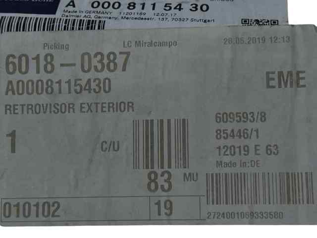 Espelho de retrovisão direito A0008115430 MERCEDES