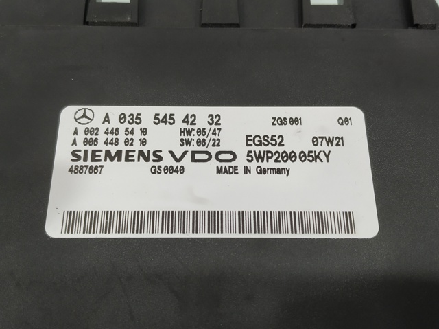 Módulo de direção (Centralina eletrônica) da Caixa Automática de Mudança eletrônica A0355454232 MERCEDES