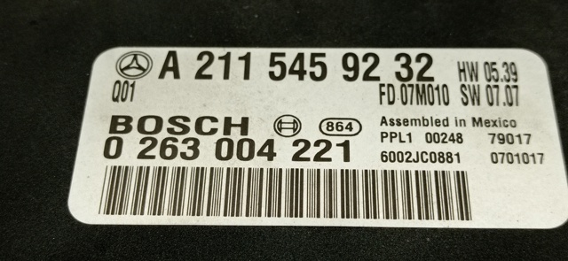 Módulo de direção (Centralina eletrônica) de sensor de estacionamento A2115459232 MERCEDES