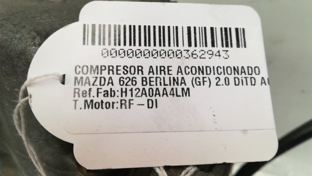 Compressor de aparelho de ar condicionado H12A0AA4LM MAZDA