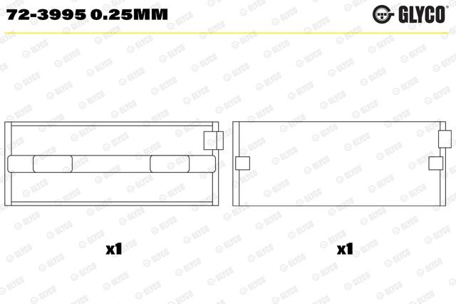 Compre 723995025MM Glyco Folhas inseridas principais de cambota, kit, 1ª reparação ( + 0,25)