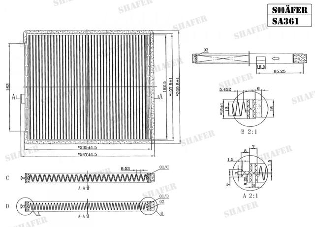 SA361 Shafer Filtro de salão