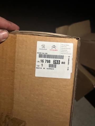 1679828380 Peugeot/Citroen Radiador do sistema EGR de recirculação dos gases de escape