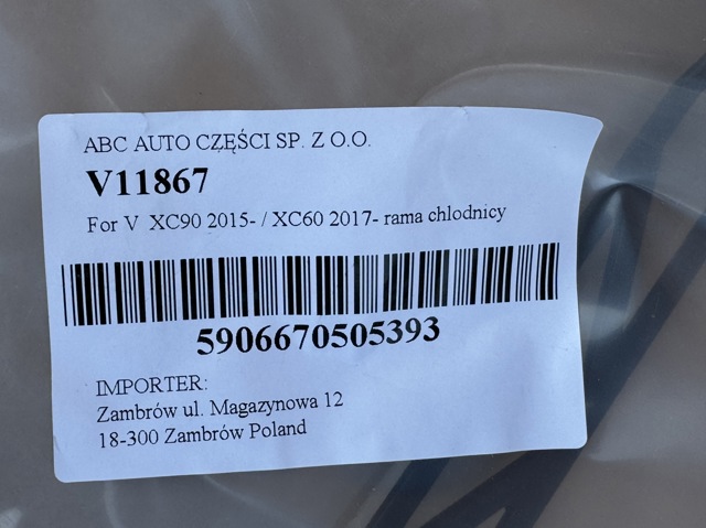 31657366 Volvo Carcaça de fixação do radiador