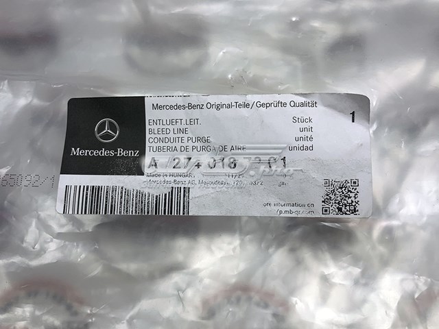 A2740187201 Mercedes Cano derivado de ventilação de cárter (de separador de óleo)