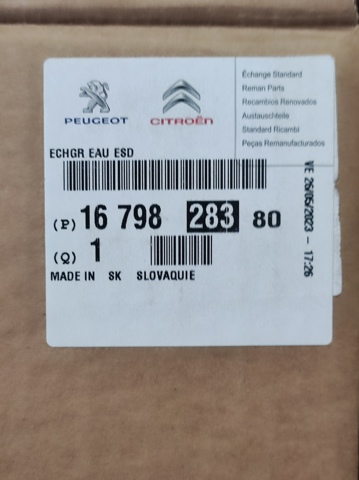 1679828380 Peugeot/Citroen Radiador do sistema EGR de recirculação dos gases de escape