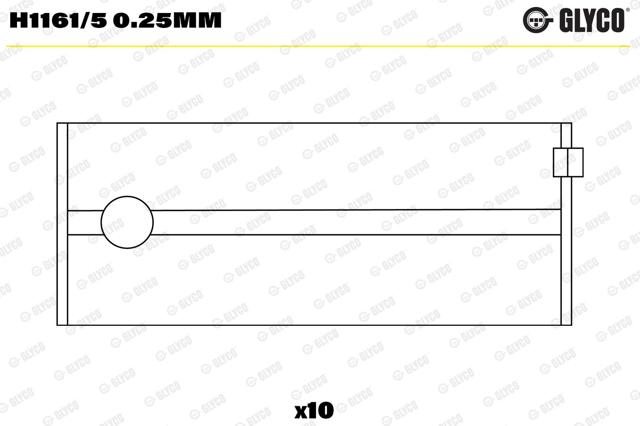 Folhas inseridas principais de cambota, kit, 1ª reparação ( + 0,25) H11615025MM Glyco
