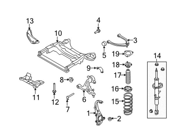 Suporte de amortecedor dianteiro Nissan/Infiniti 543201CA1D