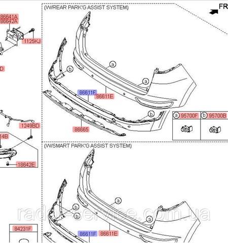Compre 86612F1110 Hyundai/Kia Pára-choque traseiro, parte inferior