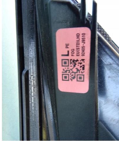 92405J9510 Hyundai/Kia Lanterna de nevoeiro traseira esquerda