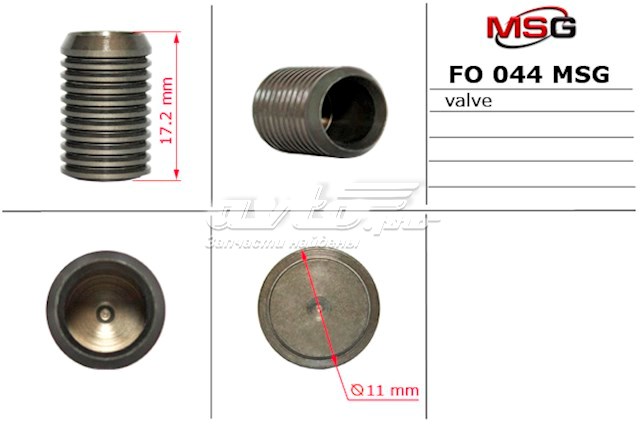 Compre FO044VALVE MSG Válvula de bomba da Direção hidrâulica assistida