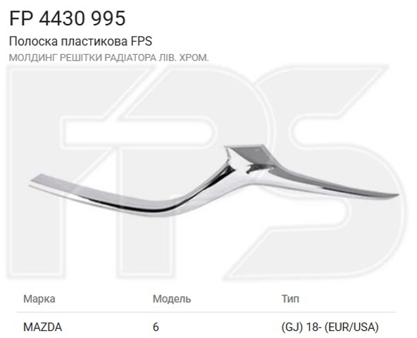 Moldura de grelha do radiador esquerdo FPS FP4430995 preço, a partir de 80,89 USD