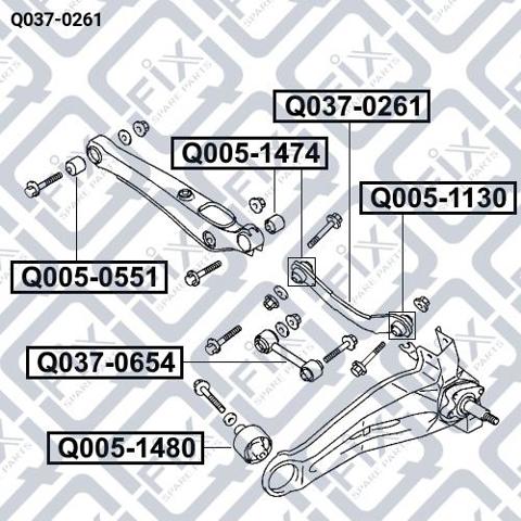 Q0370261 Q-fix Braço oscilante superior esquerdo/direito de suspensão traseira