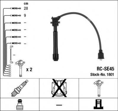 Fios de alta voltagem, kit NGK RCSE45