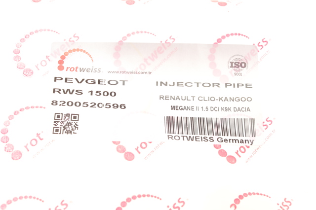 RWS1500 Rotweiss Tubo de combustível, inverso desde os injetores