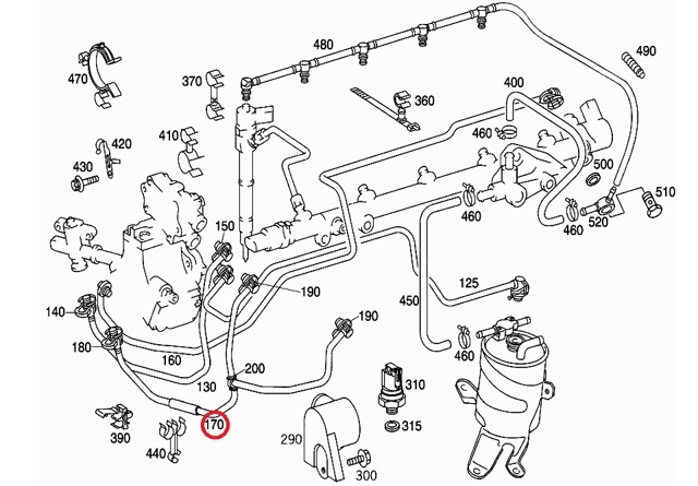 Tubo de combustível, inverso desde os injetores 6120702632 Mercedes