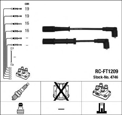 RCFT1209 NGK Fios de alta voltagem, kit