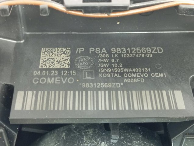 Comutador instalado na coluna da direção, montado 98312569ZD Peugeot/Citroen