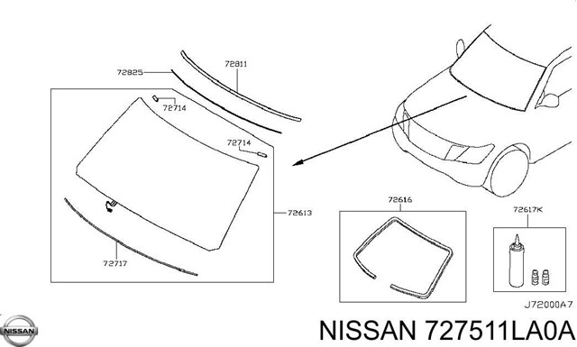 Compre 727251LA0A Nissan/Infiniti Moldura superior de pára-brisas