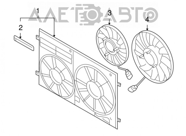 35959007 AND Ventilador elétrico de esfriamento montado (motor + roda de aletas) esquerdo